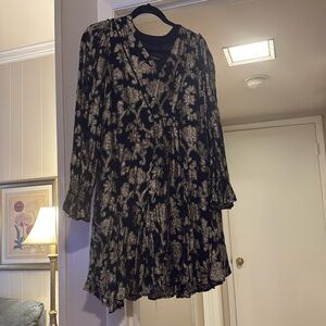 Anthropology XS black and gold short dress